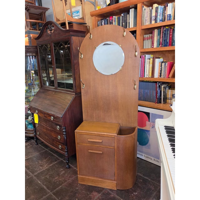 Wood 1938 Art Deco Coat Rack Oak Heals of London For Sale - Image 7 of 11
