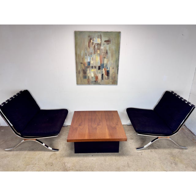 Mid Century Modern Barcelona Style Lounge Chairs by Selig Made in Italy For Sale - Image 10 of 12