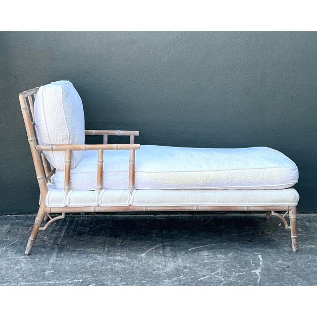 Late 20th Century Vintage Fretwork Rattan Chaise Lounge For Sale - Image 5 of 12