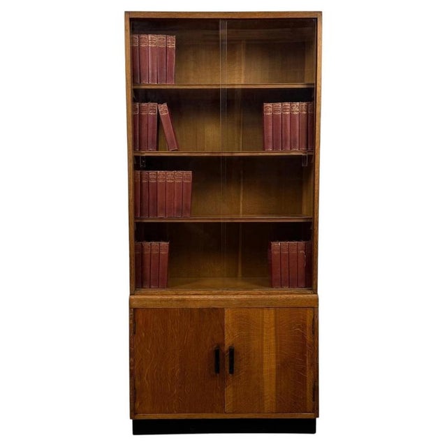 Vintage Golden Oak Display Cabinet For Sale - Image 11 of 11