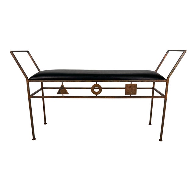 Vintage Modern Patinated Steel Console Table and Bench - A Matching Set For Sale - Image 4 of 9