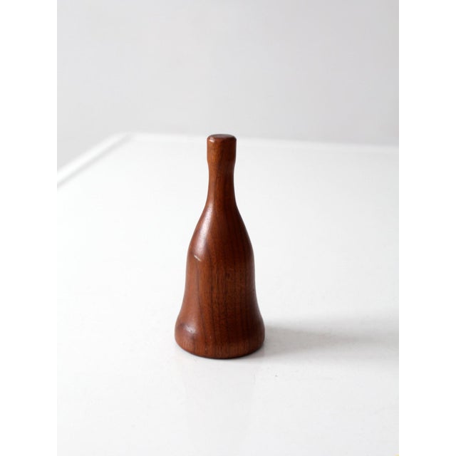 Vintage Mid-Century Turned Wood Hand Bell For Sale - Image 6 of 8