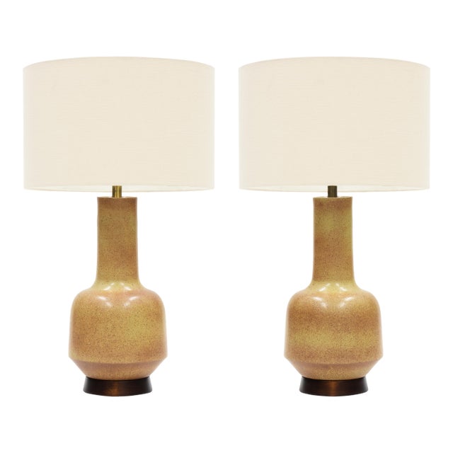 Pair of Vintage Mid Century Ceramic Table Lamps by David Cressey For Sale