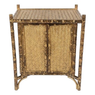 1970’s Faux Tortoiseshell Bamboo Cabinet - Newly Painted For Sale