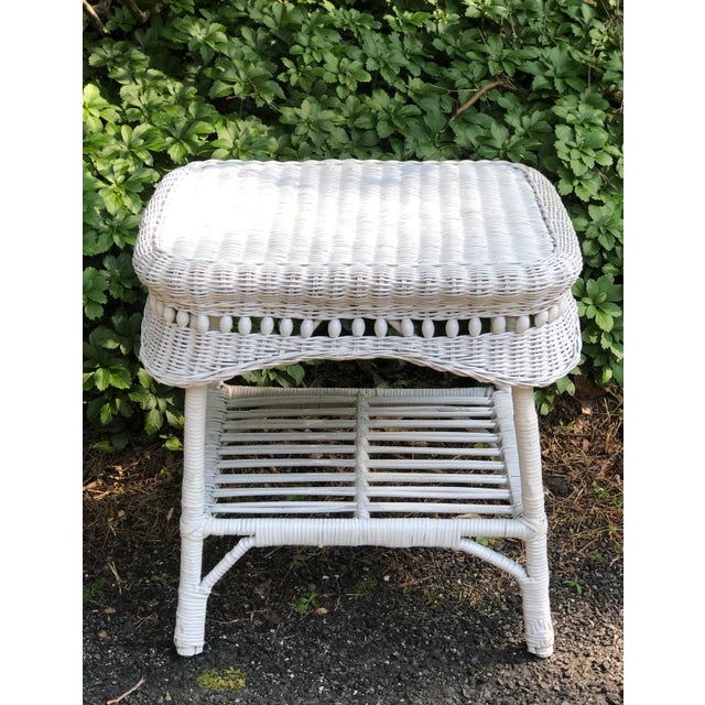 White Wicker Side Table Chairish