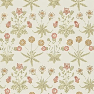 Morris & Co Daisy Wallpaper in Coral/Manilla - a Sample For Sale