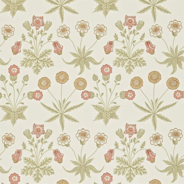 Morris & Co Daisy Wallpaper in Coral/Manilla - a Sample For Sale