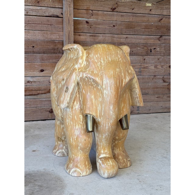 Monumental Hand-Carved Sculptural Elephant Dining or Center Table Base With Original Patina For Sale - Image 11 of 12