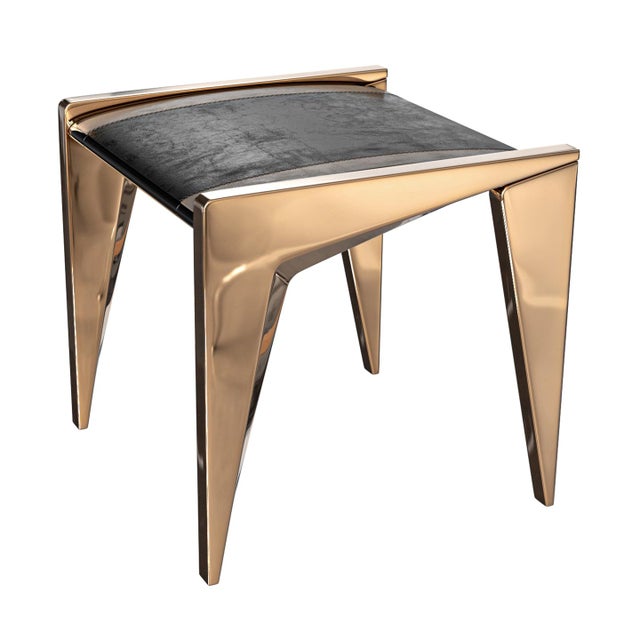 Metal "Arcadia" Chair With Bronze and Tailor Made Leather For Sale - Image 7 of 11
