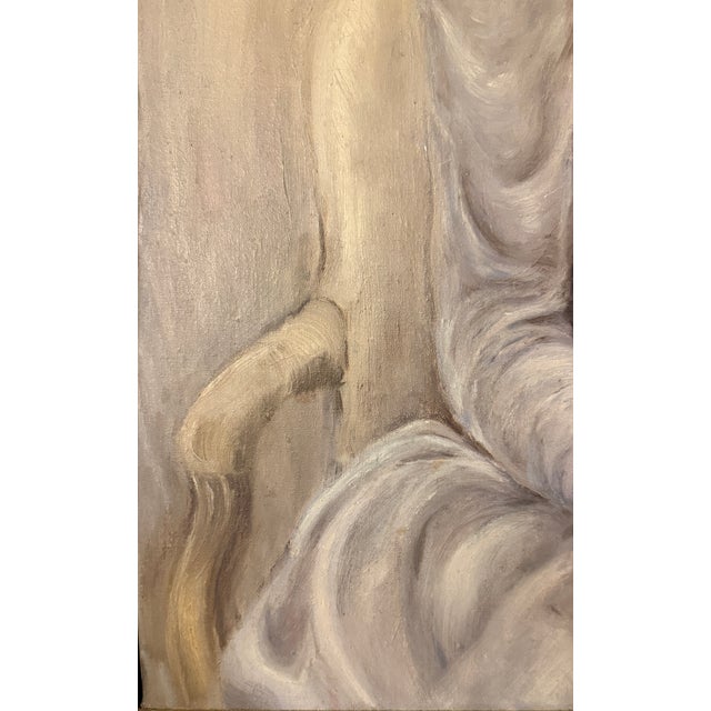 Large Midcentury Oil on Canvas Woman Portrait For Sale - Image 4 of 9