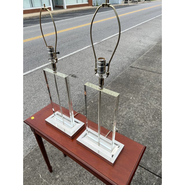 1980s Mid-Century Modern Glass Lamps - a Pair For Sale In Nashville - Image 6 of 7