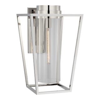 Ian K. Fowler for Visual Comfort Signature Presidio Medium Bracketed Sconce in Polished Nickel with Clear Glass For Sale