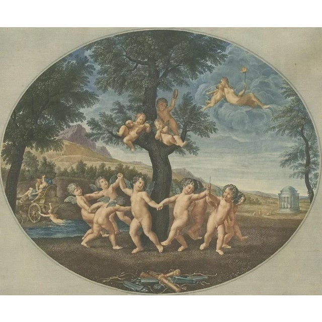 Scherl after F. Albani, Mythological Illustration of Amoretti Dancing to the God Amor, 1900, Print For Sale - Image 5 of 5