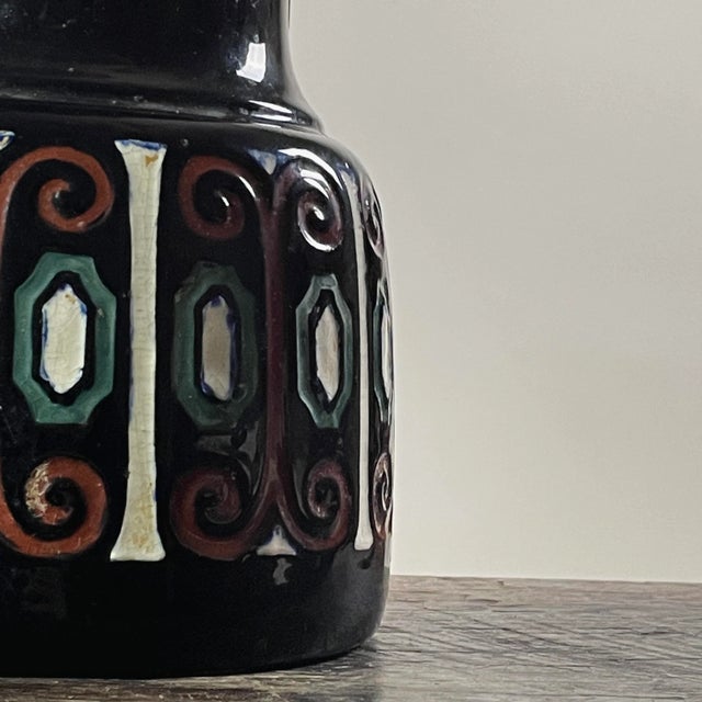 Antique Austrian Art Nouveau Jugendstil “Osiris” Hand Painted Ceramic Vase, Stamped For Sale In Philadelphia - Image 6 of 9