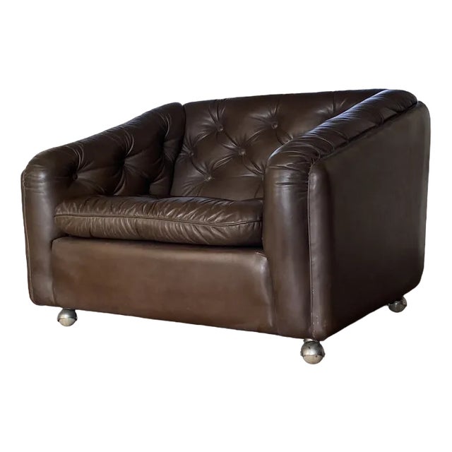 Vintage Leather C610 Lounge Chair by Geoffrey Harcourt for Artifort, 1960s For Sale