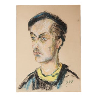 P. C. Kroes, Portrait, 1970s, Pastel Chalk Drawing For Sale