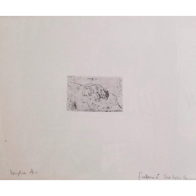 Giovanni Fattori Crouching Dog Etching Dimensions of the subject 7.5 x 14 cm The work is authenticated by the daughter of...