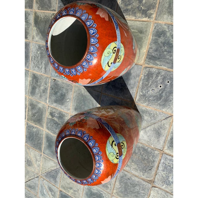 Monumental Antique Japanese Kutani Vases - a Pair For Sale - Image 10 of 12