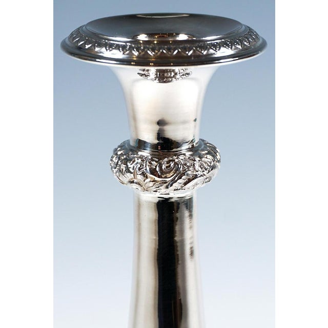 Antique Biedermeier Vienna Silver Candleholders, 1840, Set of 2 For Sale - Image 4 of 9