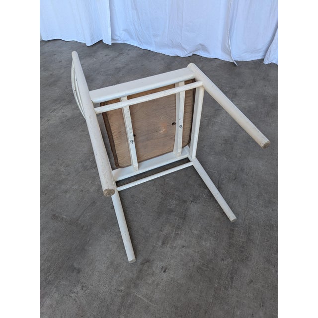 Vintage Dining Chair in White Beech Wood and Brown Leather Look Seat, 1970s For Sale - Image 16 of 18