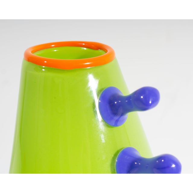 Signed Art Glass Vase by Jen Violette For Sale - Image 4 of 7