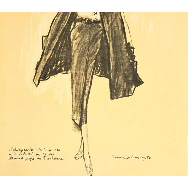 Mid-Century Modern 1950 French Mid-Century Elsa Schiaparelli Fashion Print For Sale - Image 3 of 4