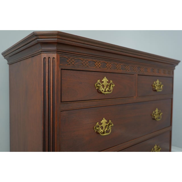 Baker Chippendale Mahogany High Chest of Drawers For Sale - Image 13 of 16