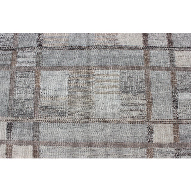 Gray Gray Geometric Scandinavian Flat-Weave Rug by Keivan Woven Arts 10'4 X 14'3 For Sale - Image 8 of 13
