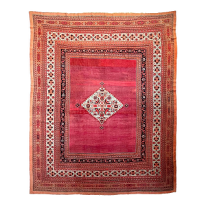 PALATIAL ANTIQUE CARPET Northeast Khorrassan Gem with Smokey Wine, Rug 13.2 x 15.7
