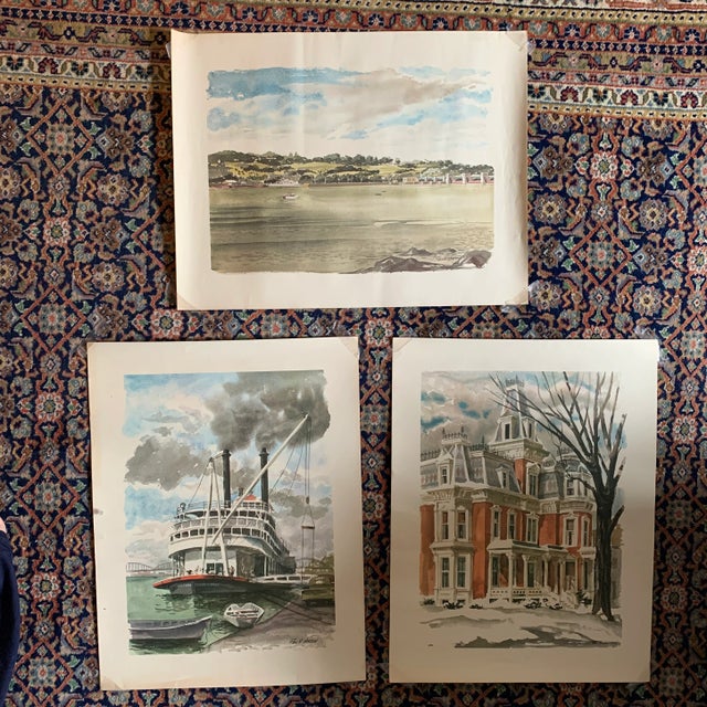 Mid 20th Century Architectural and Coastal Prints - Set of 3 For Sale - Image 13 of 13