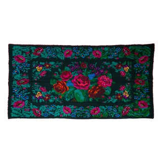 Vintage Romanian / Moldovan Hand-Knotted Floral Wool Rug, 1950s For Sale