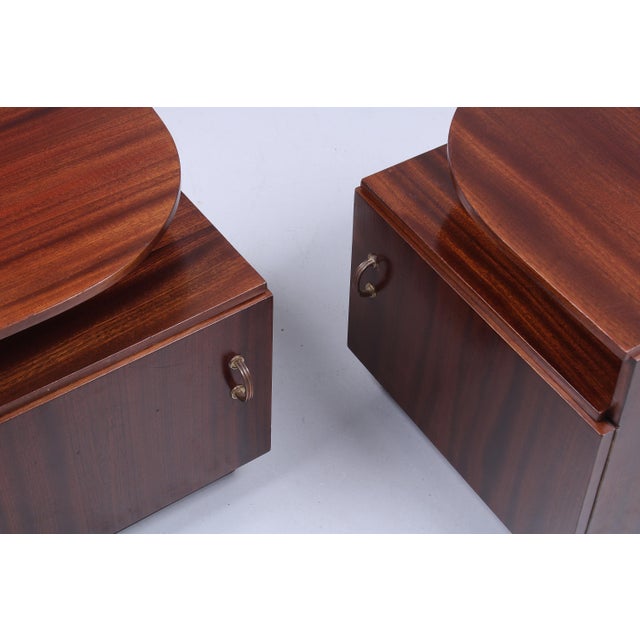 Art Deco Dark Wood Nightstands, 1940s, Set of 2 For Sale - Image 14 of 15