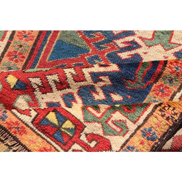 Antique Caucasian Kazak Runner Featuring Intricate Medallion Patterns 3'8 X 10'2 For Sale - Image 11 of 12