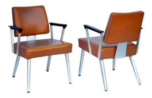 1960s Vintage Angular Gf GoodForm Aluminum and Vinyl Armchairs - a Pair