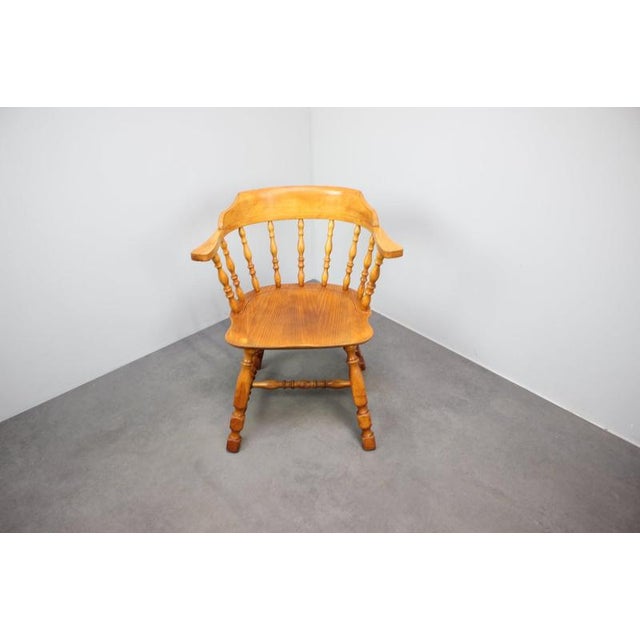 Rustic Vintage Windsor-Style Spindle-Back Armchair, 1970s For Sale - Image 3 of 9