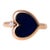 Fidia Firenze Black Enamel Heart & Diamond Ring in 18k Rose Gold, Size 5.5 For Sale