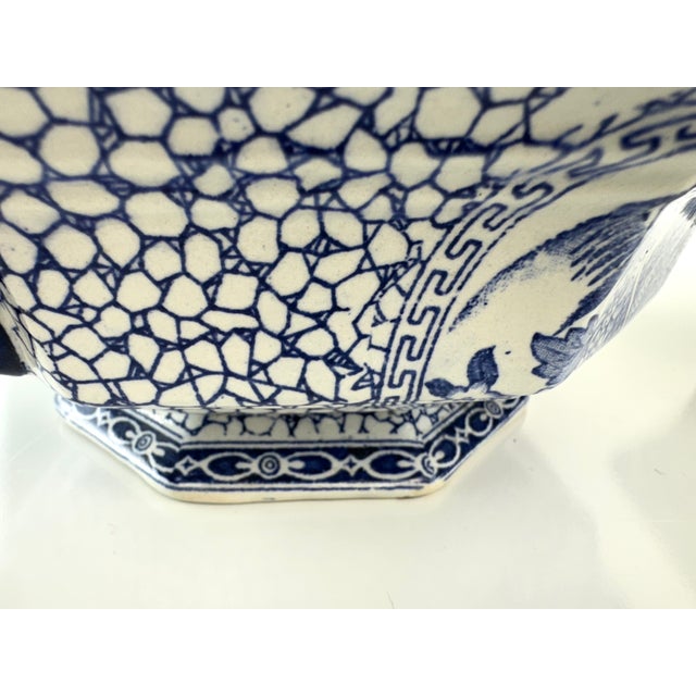 1940s Antique William Adams Blue & White Lidded Tureens, Chinese Pattern Influence, a Pair For Sale - Image 5 of 12