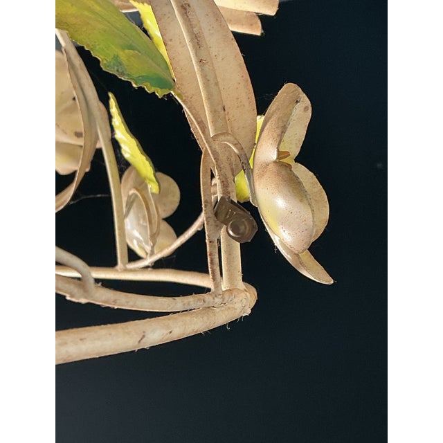 1960s Vintage Italian Tole Metal Floral Chandelier Made in Italy For Sale - Image 10 of 12