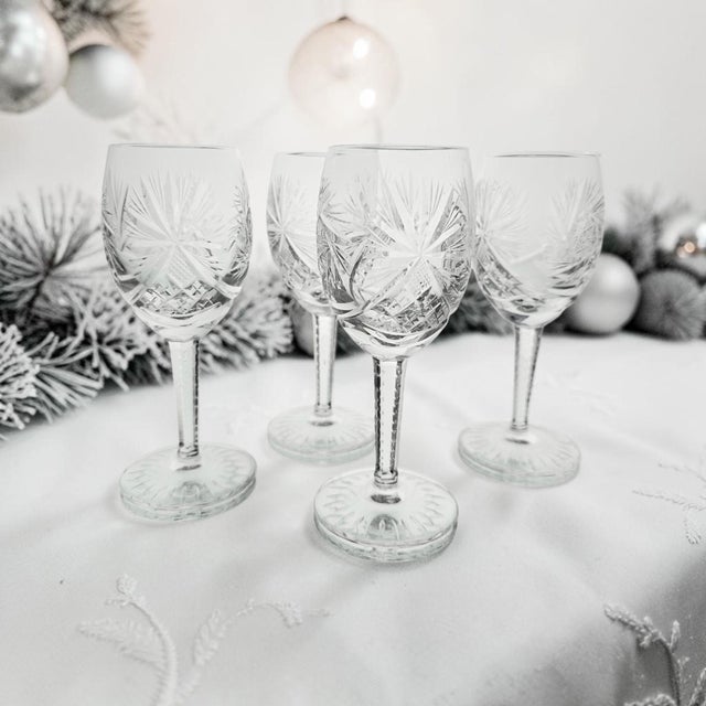 This set of four Spode Crystal Catherine water goblets was produced in England during the Late 20th Century. Crafted of...