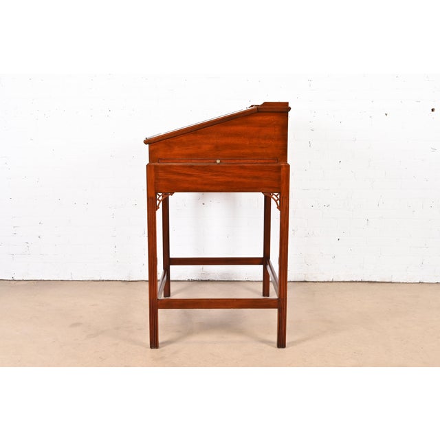 Henkel Moore Chippendale Carved Mahogany Slant Front Architect's Desk For Sale - Image 10 of 12