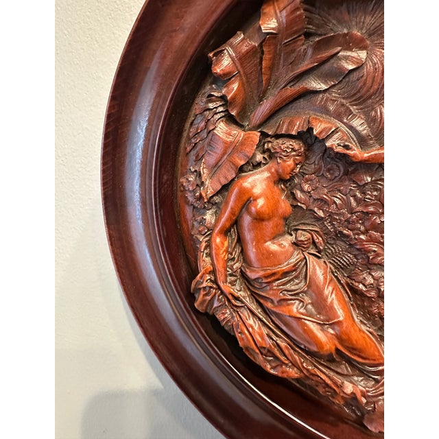 Figurative Vintage Handcarved Walnut Relief Intaglio Artwork For Sale - Image 3 of 13