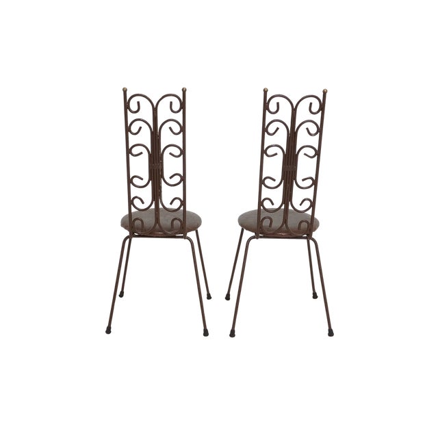 Contemporary Mid 20th Century Pair of Iron Scroll Side Chairs For Sale - Image 3 of 8