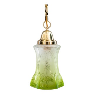 Art Nouveau Pendant with Green Glass Shade, Vienna, 1908 For Sale