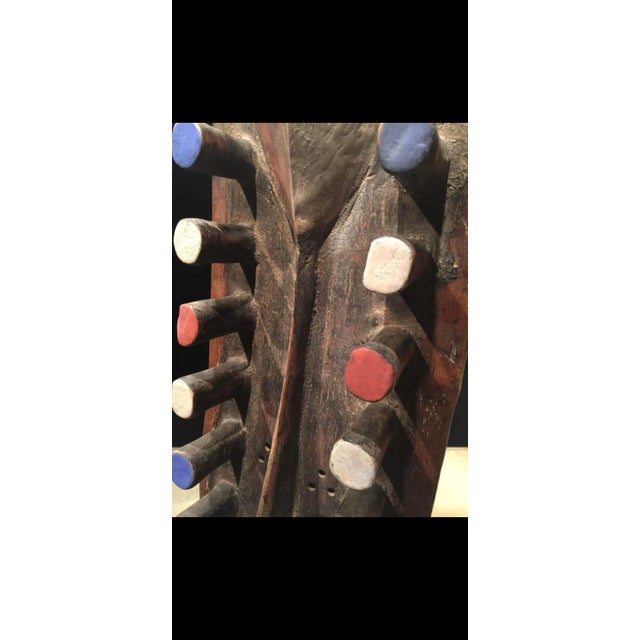 African African Polychrome Carved Mounted Headpiece For Sale - Image 3 of 5