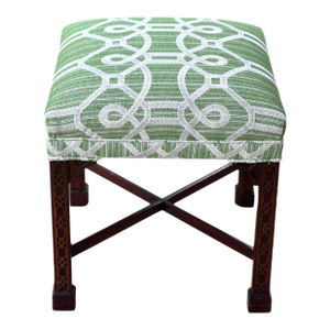 1990s Chinese Chippendale Bench in Schumacher “Ziz”