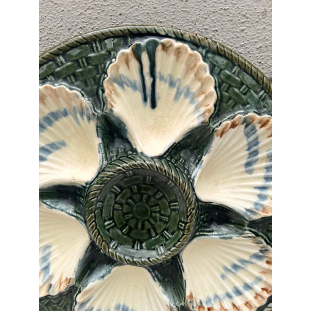 French 19th Century Majolica Oyster Plate Longchamp For Sale - Image 3 of 5