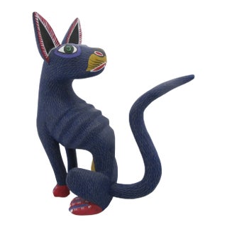 Oaxacan Alebrije Turning Fox Dog Wood Carving Mexico Folk Art Figure Sculpture For Sale