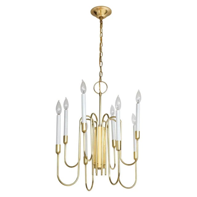 1960s Tommi Parzinger Style Brass Chandelier by Lightolier For Sale - Image 13 of 13
