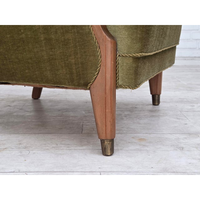 Danish Beech Armchair with Velour Upholstery, 1960s For Sale - Image 12 of 18