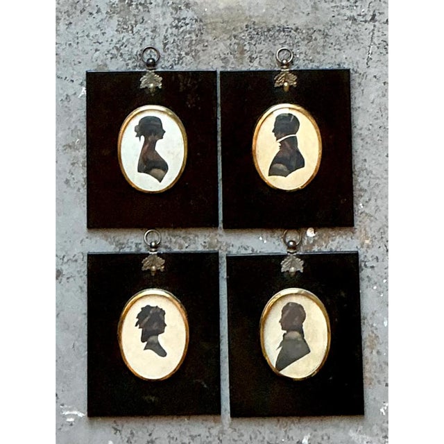 Black Vintage Silhouette Portraits in Black Frames - Set of 4 For Sale - Image 8 of 12